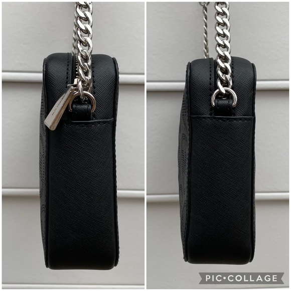 Michael Kors Jet Set East West Black Monogram Crossbody Bag Purse - Picture 6 of 16